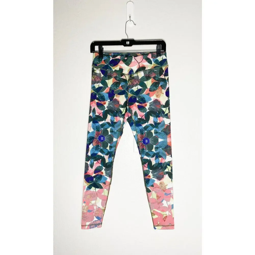 Pure + Good x Anthropologie Women's Leggings Aquarelle Leaves Athleisure Z383-10